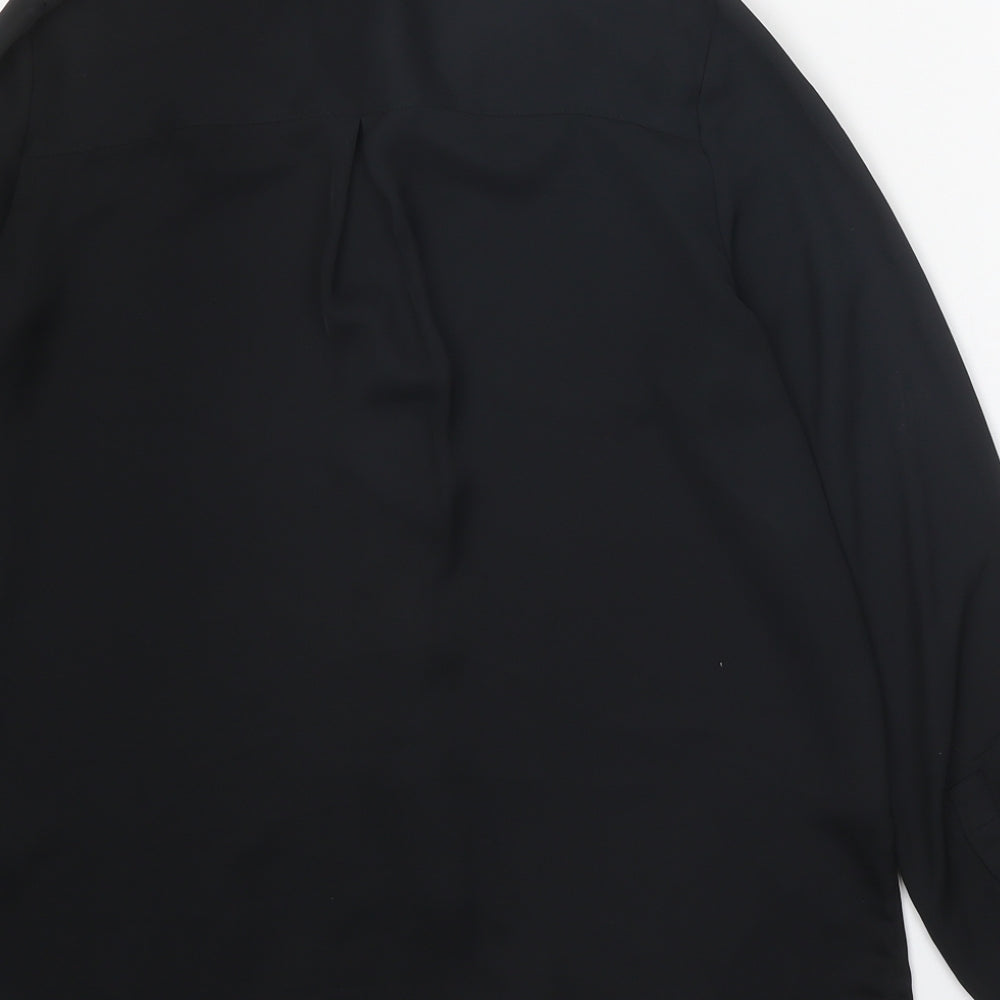 Womens UK Size 10 H&M Black Basic Button-Up