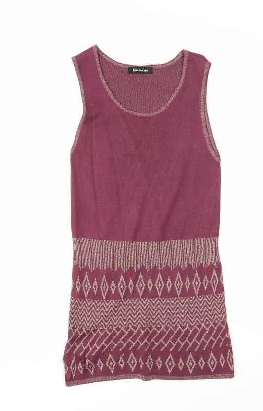 Womens UK Size 12 Kaleidoscope Purple Basic Tank
