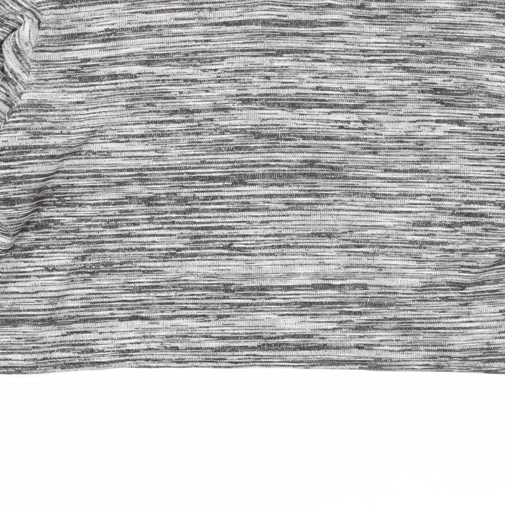 Boohoo Womens Black Geometric Polyester Cropped T-Shirt Size 10 Round Neck