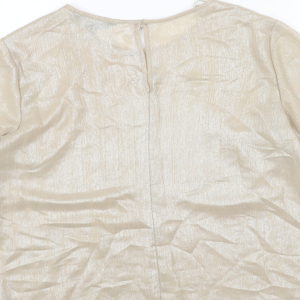 Womens UK Size 8 New Look Gold Basic T-Shirt