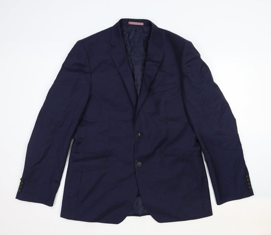 Mens UK Size 42 Alfred Brown Regular Blue Suit Jacket