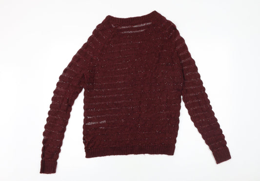 Love Knitwear Womens Purple Round Neck Acrylic Pullover Jumper Size 12