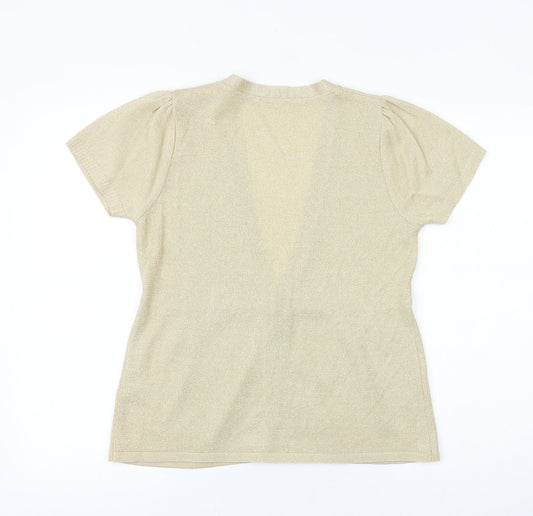 Womens UK Size 12 Preworn Gold Cardigan Jumper