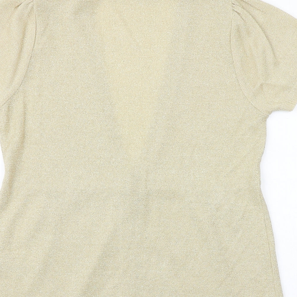 Womens UK Size 12 Preworn Gold Cardigan Jumper