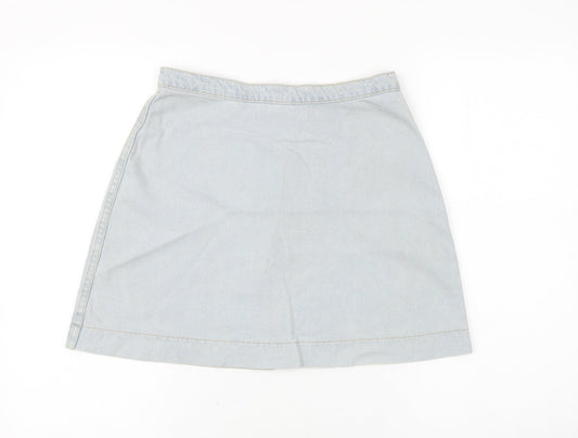 American Apparel Womens Blue Cotton Mini Skirt Size 30 in Button
