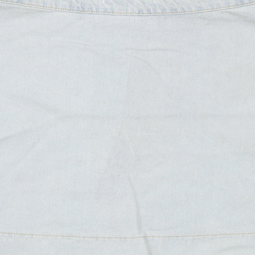 American Apparel Womens Blue Cotton Mini Skirt Size 30 in Button