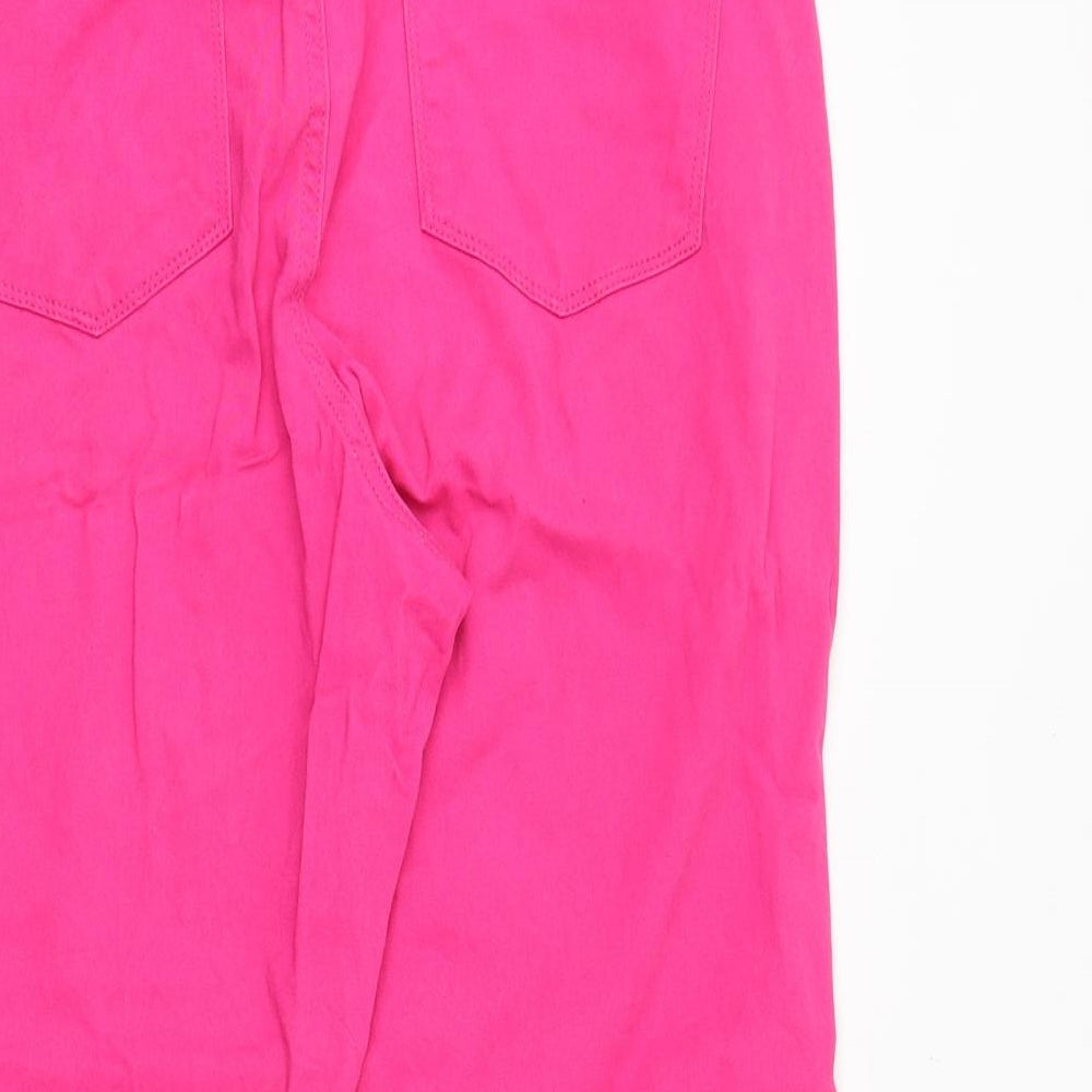 Womens UK Size 12 Denim Regular Fit Straight Pink Jeans