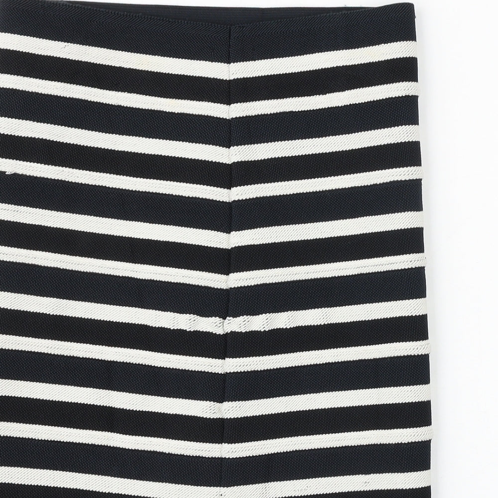 H&M Womens Black Striped Cotton Mini Skirt Size 6
