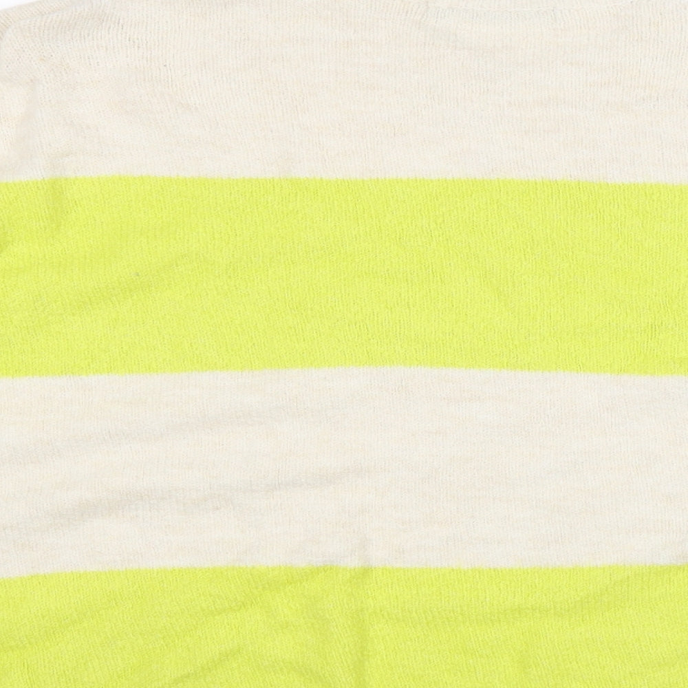George Womens Yellow Round Neck Striped Cotton Pullover Jumper Size L