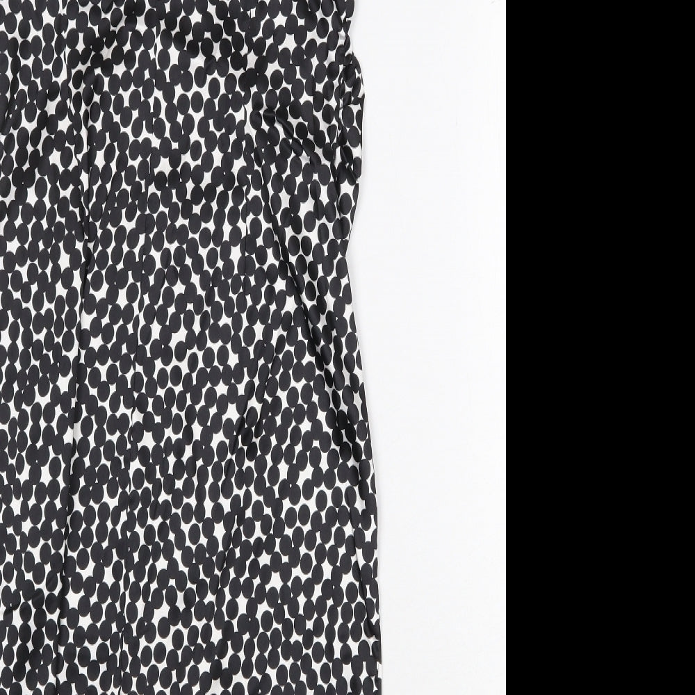NW Collections Womens Black Geometric Polyester Pencil Dress Size 6 V-Neck Pullover