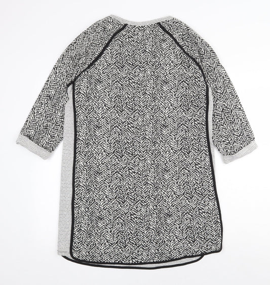 NEXT Womens Grey Geometric Cotton Shift Size 14 Scoop Neck Pullover