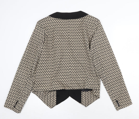 Klass Womens Beige Geometric Jacket Blazer Size 12