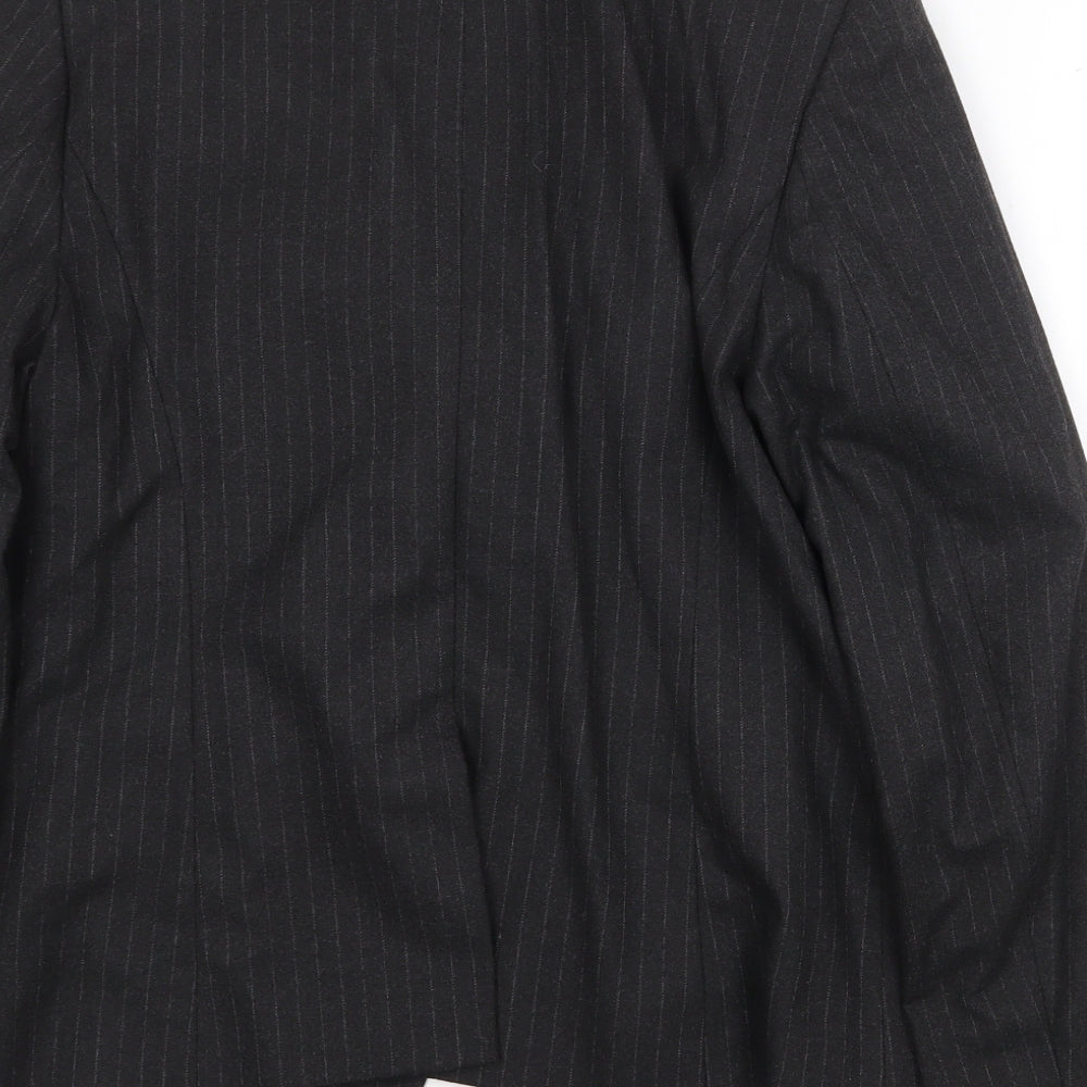 NEXT Womens Grey Striped Polyester Jacket Blazer Size 14 Button
