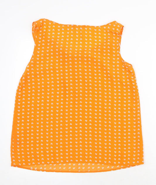 George Womens Orange Geometric Polyester Basic Tank Size 12 Round Neck