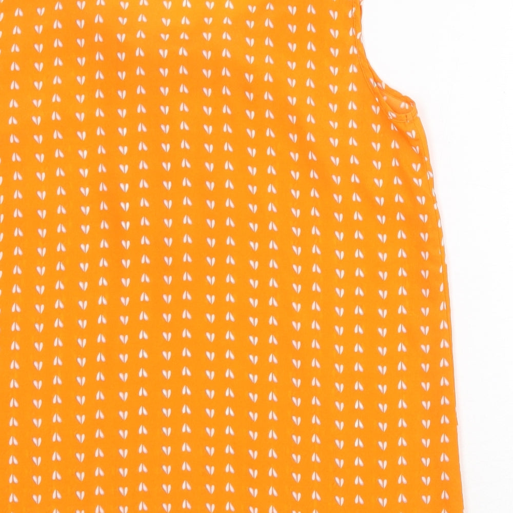 George Womens Orange Geometric Polyester Basic Tank Size 12 Round Neck