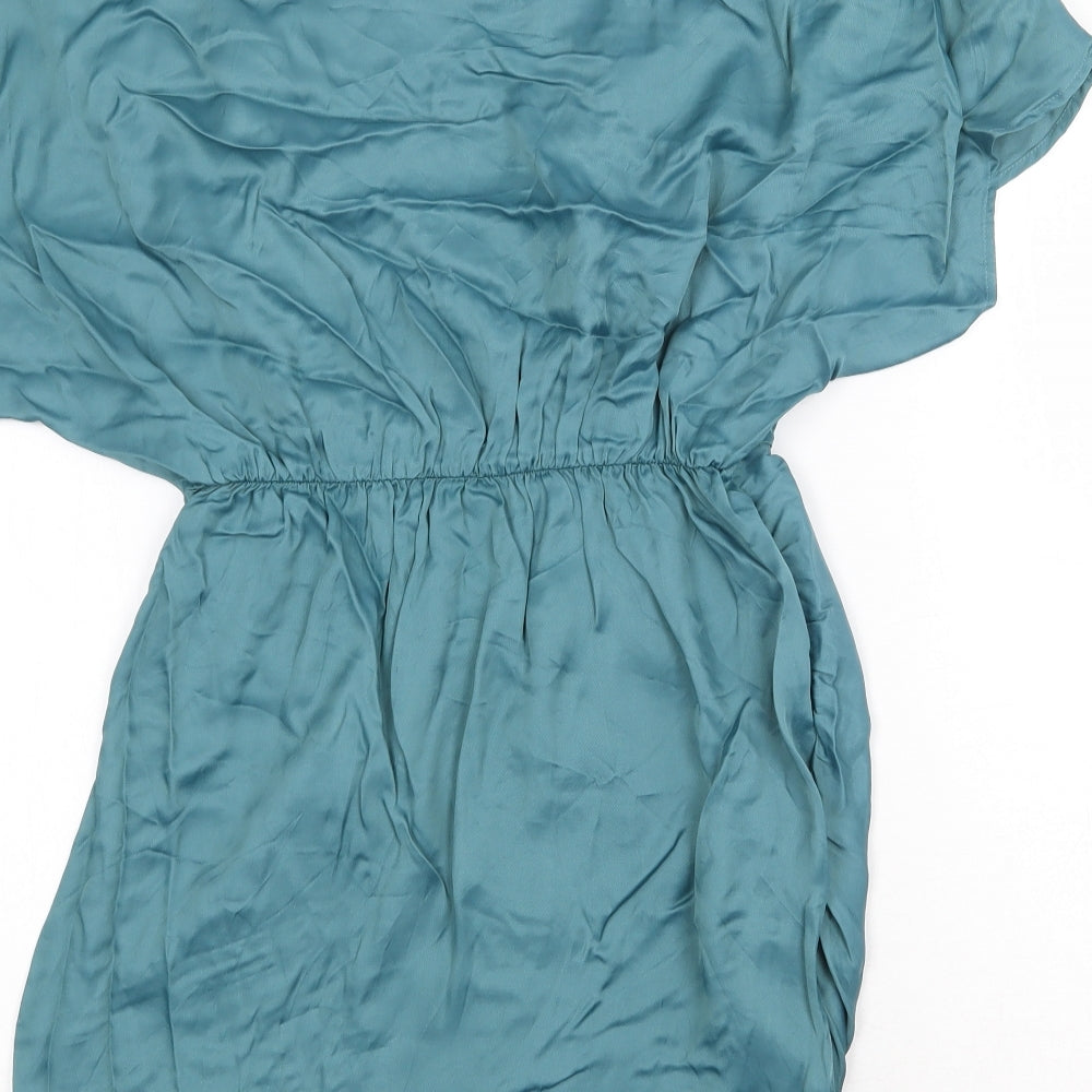 Zara Womens Green Viscose A-Line Size S V-Neck Pullover