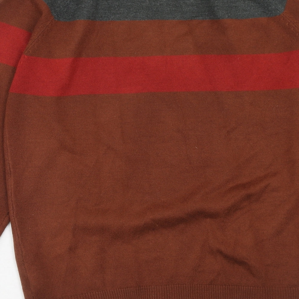 Cedar Wood State Mens Multicoloured Round Neck Striped Acrylic Pullover Jumper Size XS Long Sleeve