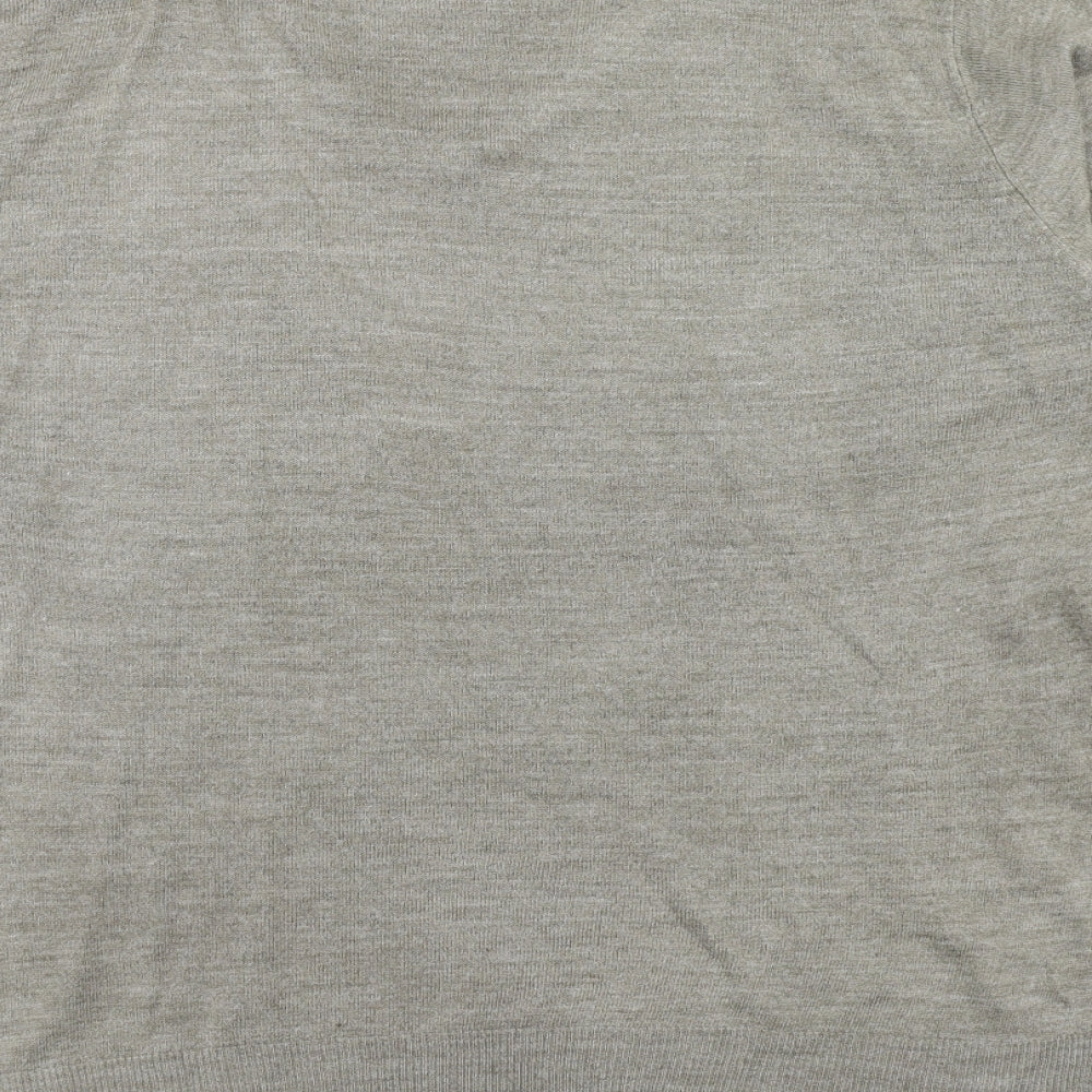 Marks and Spencer Mens Grey V-Neck Acrylic Pullover Jumper Size L Long Sleeve