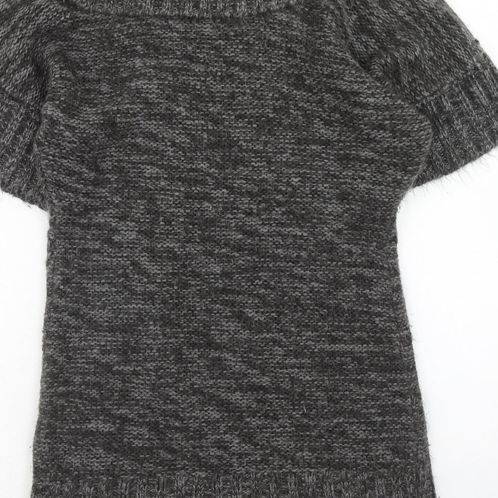 evie Womens Grey Acrylic Jumper Dress Size 6 Roll Neck Pullover - size 6-8