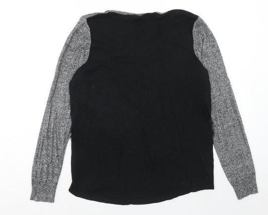 George Womens Grey V-Neck Nylon Pullover Jumper Size 16