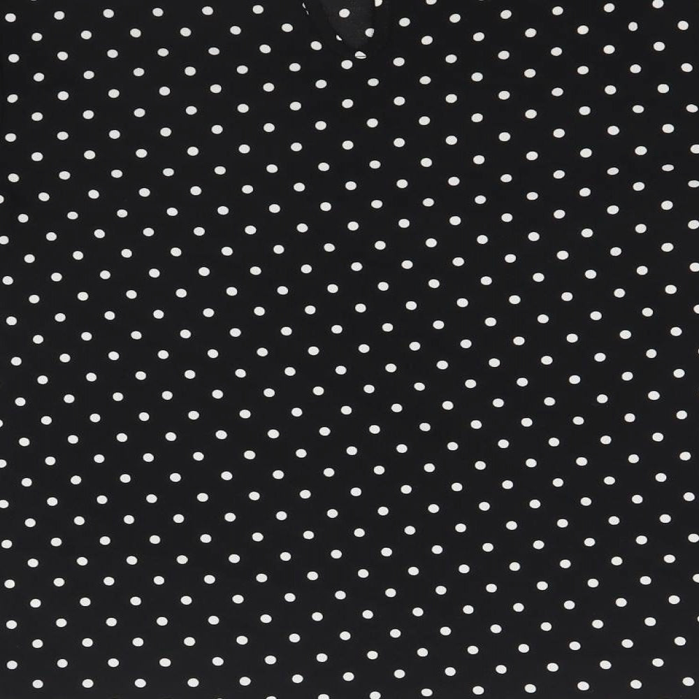 F&F Womens Black Polka Dot Polyester Basic Blouse Size 8 Round Neck