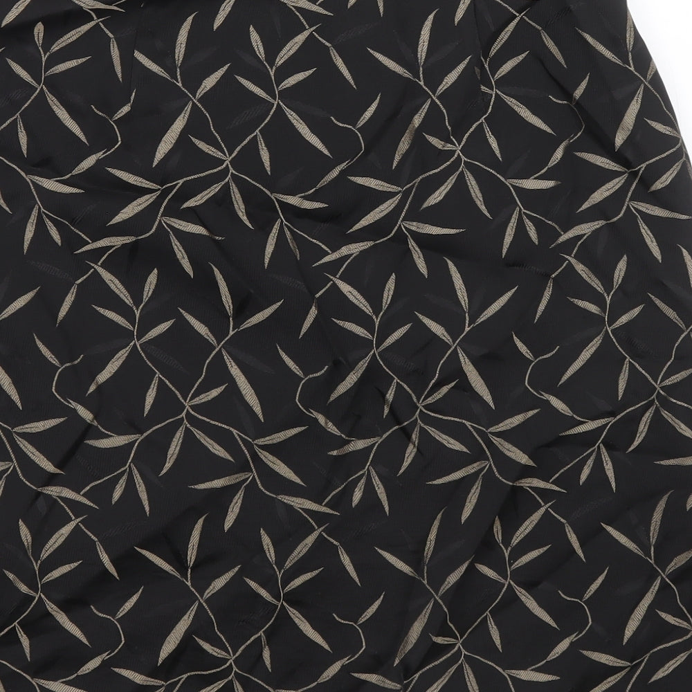 Marks and Spencer Womens Black Floral Acetate Straight & Pencil Skirt Size 14 Zip