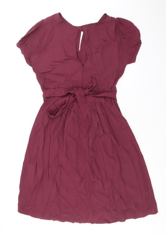 NAF NAF Womens Purple Viscose A-Line Size 12 Round Neck Button