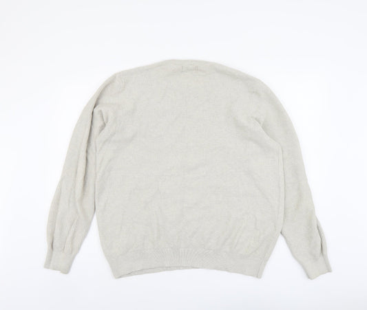 F&F Womens Beige Round Neck Cotton Pullover Jumper Size L