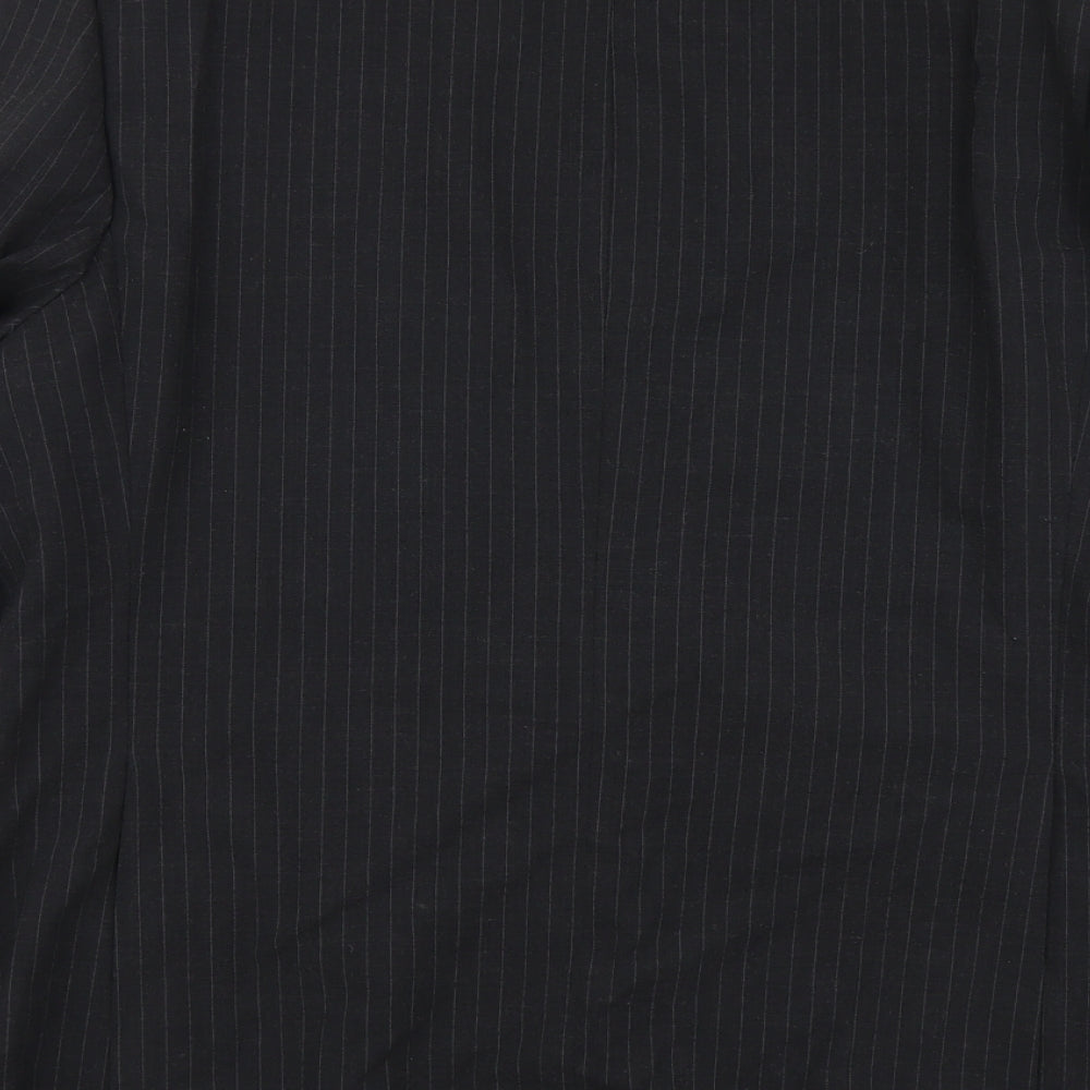 George Mens Grey Striped Polyester Jacket Suit Jacket Size XL Regular