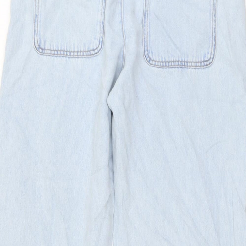 Zara Womens Blue Cotton Straight Jeans Size 12 L26 in Regular Button