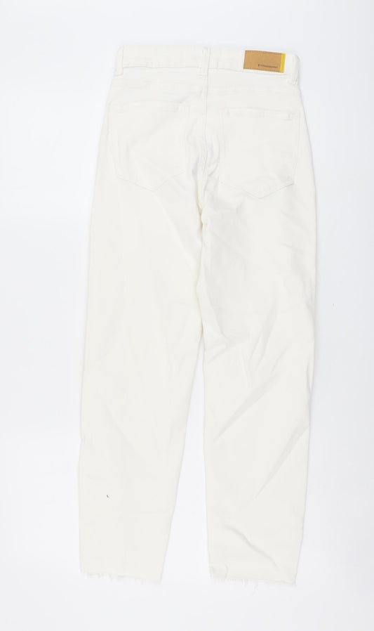 Womens UK Size 6 Stradivarius Regular Fit Straight Beige Jeans