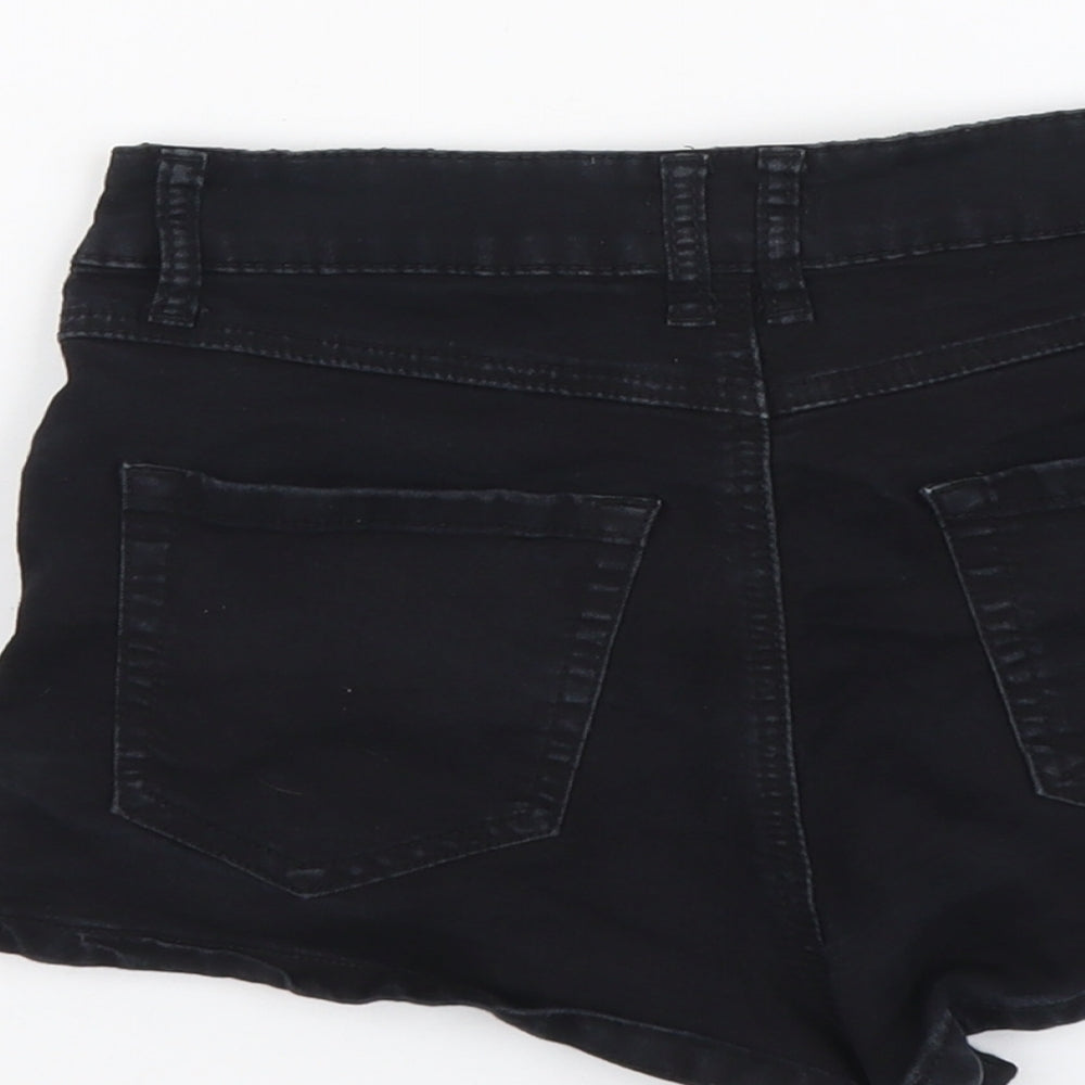 FOREVER 21 Womens Black Herringbone Cotton Hot Pants Shorts Size 26 in L3 in Regular Button