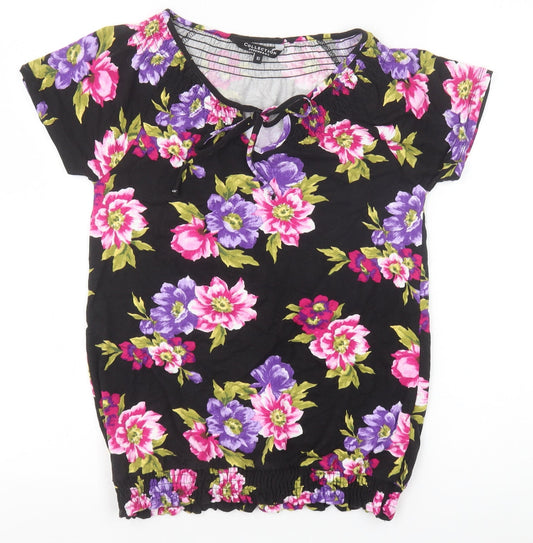 Womens UK Size 10 Debenhams Black Basic T-Shirt