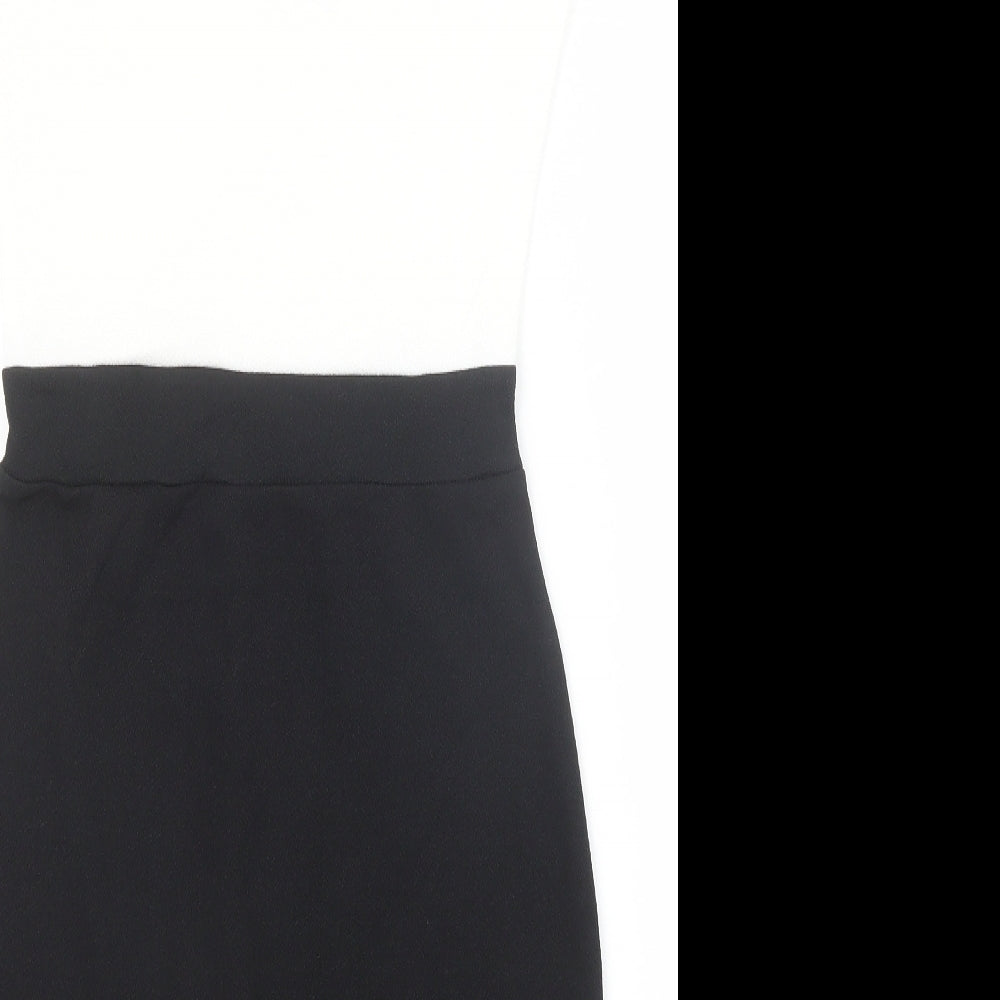 Boohoo Womens Black Polyester Pencil Dress Size 10 V-Neck Pullover