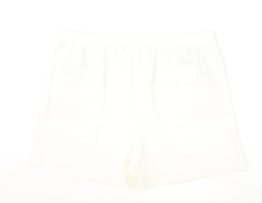 Marks and Spencer Womens Ivory Polyester Hot Pants Shorts Size 24 Regular Pull On