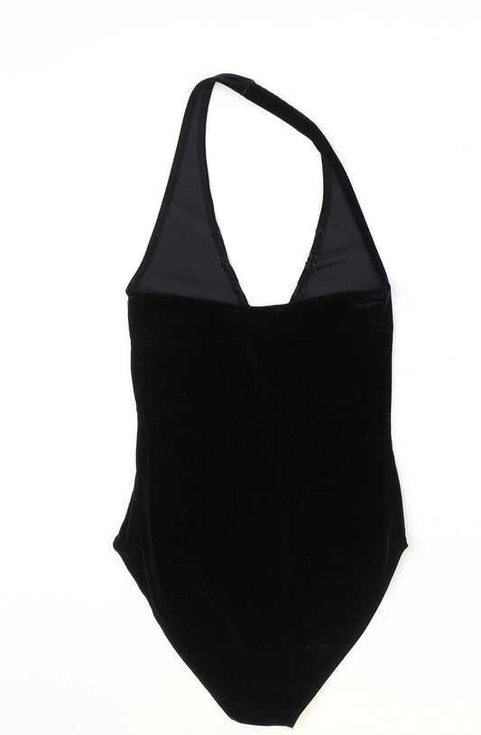 Marks and Spencer Womens Black Polyester Bodysuit One-Piece Size 10 Snap