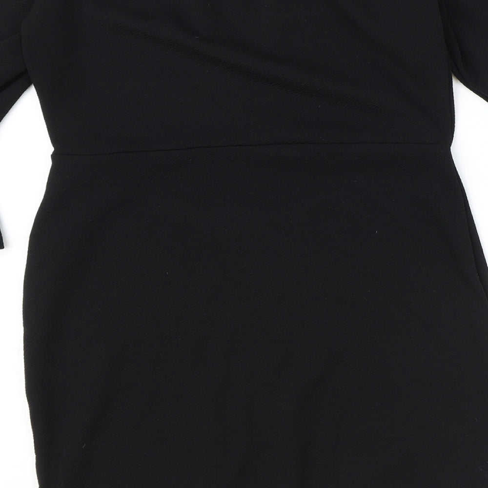 PRETTYLITTLETHING Womens Black Polyester A-Line Size 10 Boat Neck Pullover