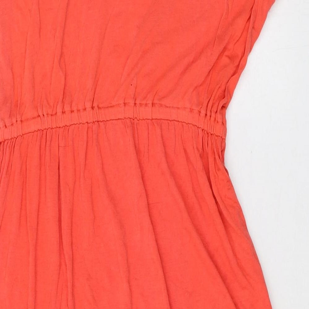 Dorothy Perkins Womens Pink Viscose Fit & Flare Size 8 Boat Neck Pullover - Elastic Waist