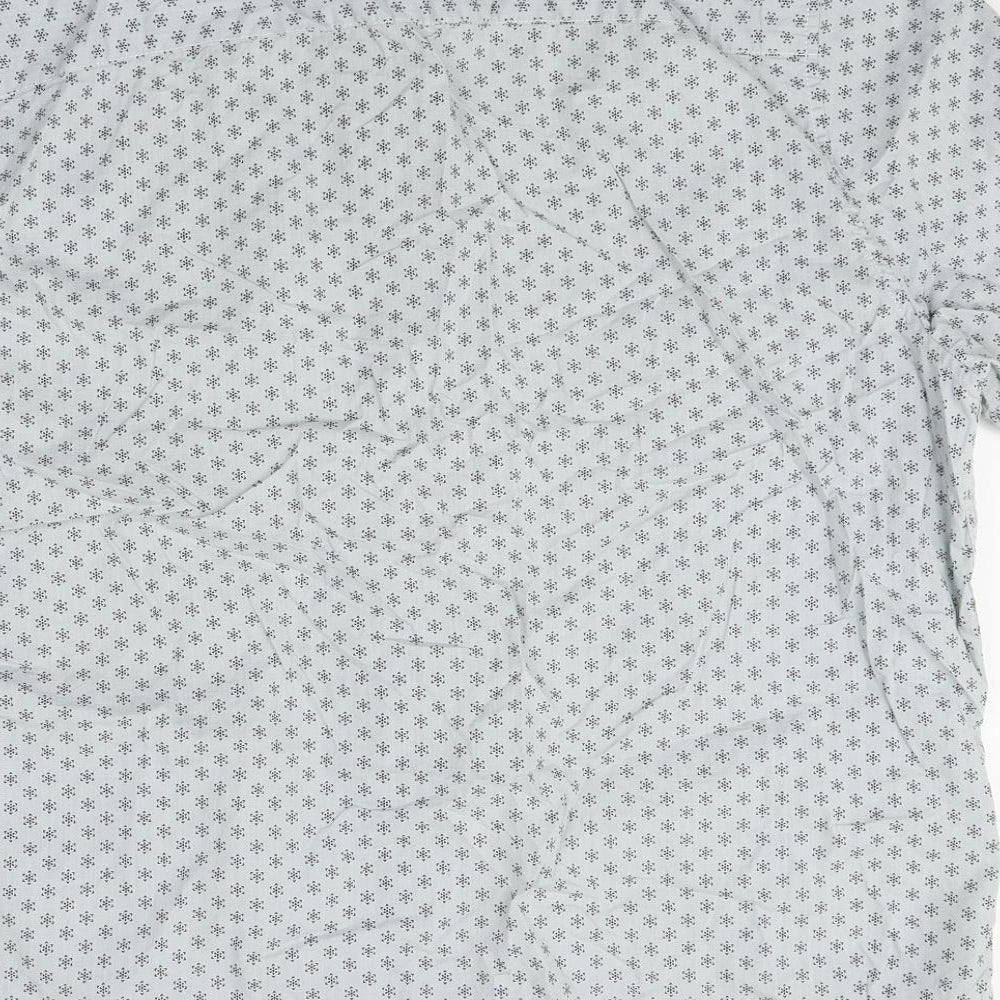 TU Mens Grey Geometric Cotton Button-Up Size XL Collared Button
