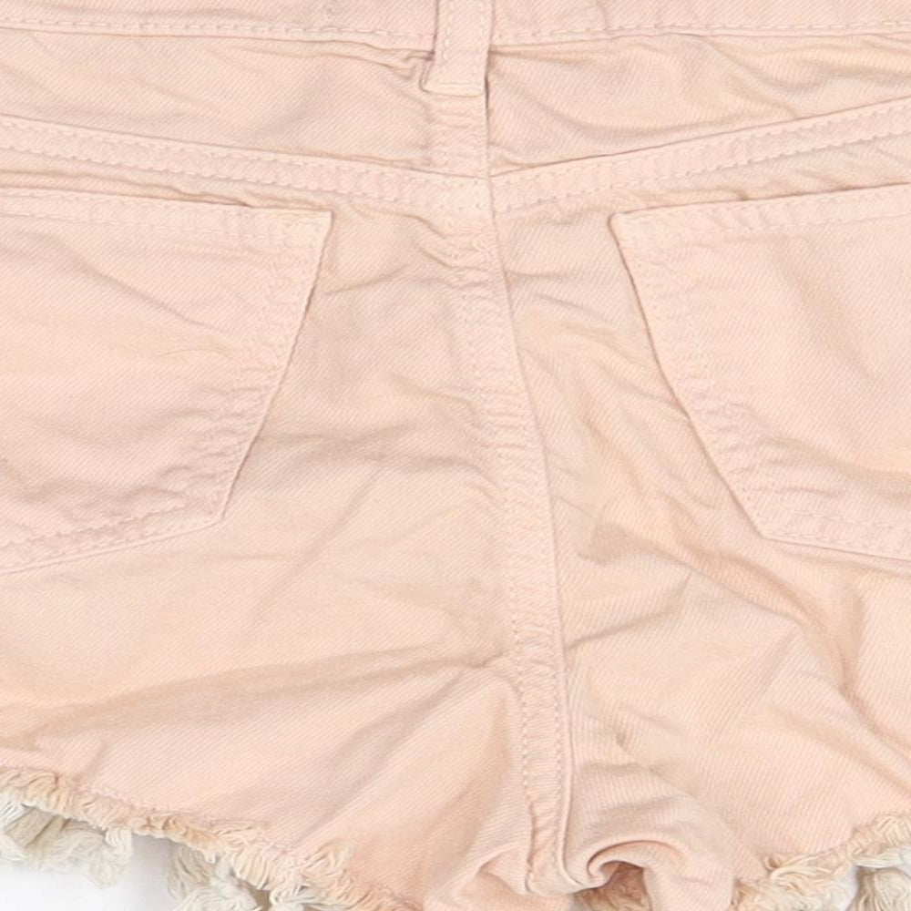 Miss Selfridge Womens Pink Cotton Hot Pants Shorts Size 6 Regular Zip