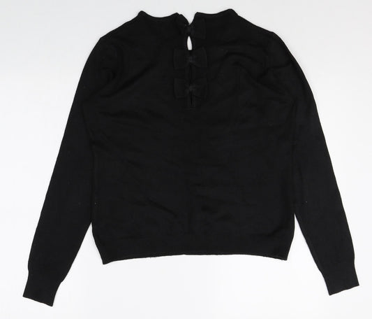 La Redoute Womens Black Round Neck Acrylic Pullover Jumper Size 14 - Size 14-16