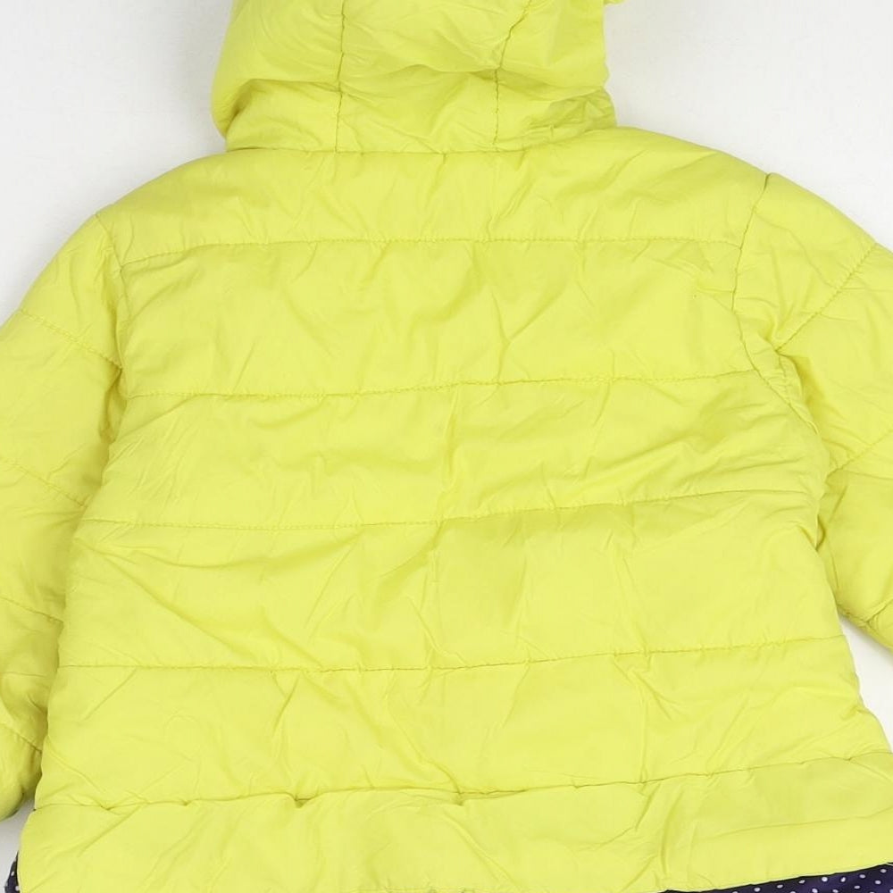 Preworn Girls Yellow Polka Dot Quilted Jacket Size 2XL Zip - Minnie Mouse
