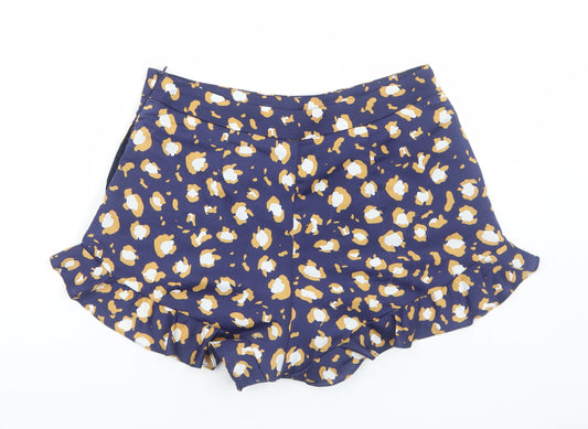 Glamorous Womens Blue Geometric Polyester Basic Shorts Size 12 Regular Zip