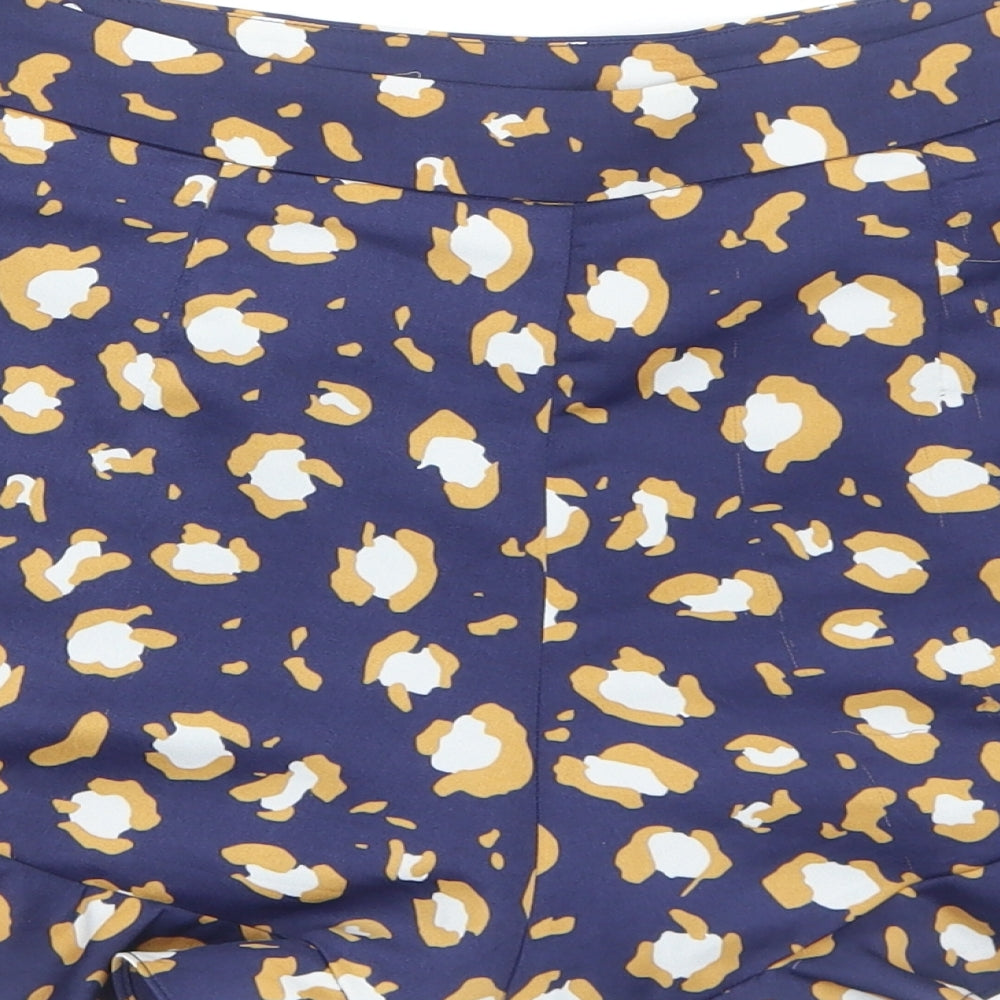 Glamorous Womens Blue Geometric Polyester Basic Shorts Size 12 Regular Zip