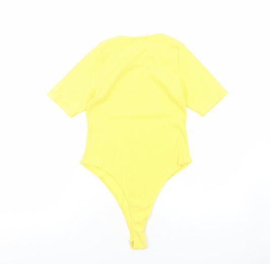 I SAW IT FIRST Womens Yellow Polyester Bodysuit One-Piece Size 12 Snap