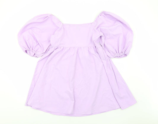 SheIn Womens Purple Polyester A-Line Size L Square Neck Zip