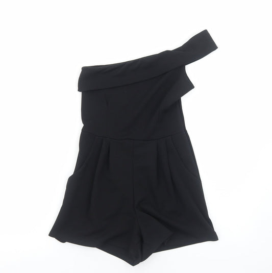 Womens UK Size 8 Cameo Rose One-Piece Black Playsuit