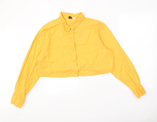 Womens UK Size M Divided Orange Cropped Button-Up