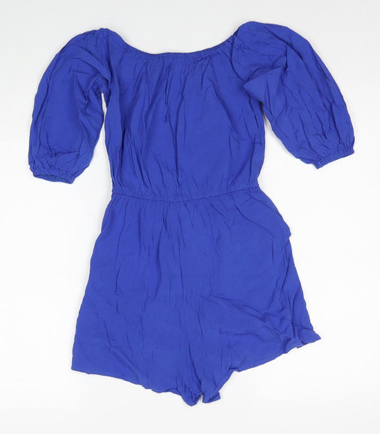 Quiz Womens Blue Polyester Playsuit One-Piece Size 6 Pullover