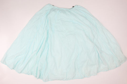 EAST Womens Blue Cotton A-Line Skirt Size 14